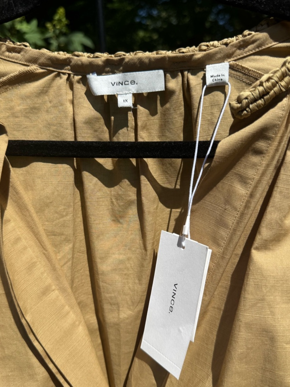 Vince Tan Cotton Blouse Size 1X NWTS - Picture 7 of 13